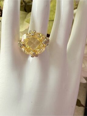 Judith Ripka 925 Sterling Silver 14K Gold Clad Ring Size 9.75 NEW